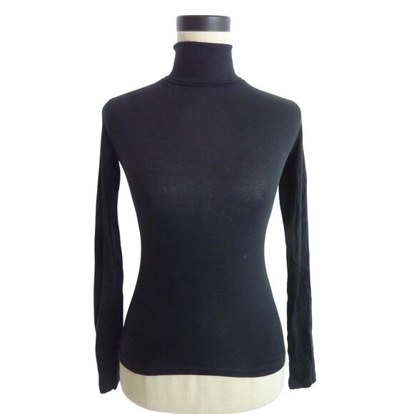NWT Everlane The Pima Micro Rib Turtleneck in Black XXS - Picture 1 of 6